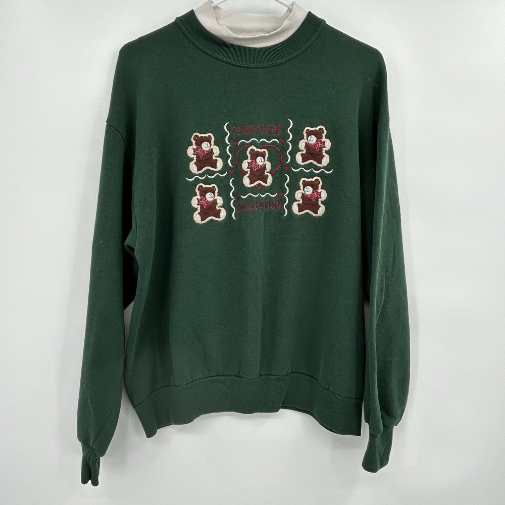 Vintage Endless Designs Teddy Bear Crewneck 90s Sweatshirt Size L Cottage Cute